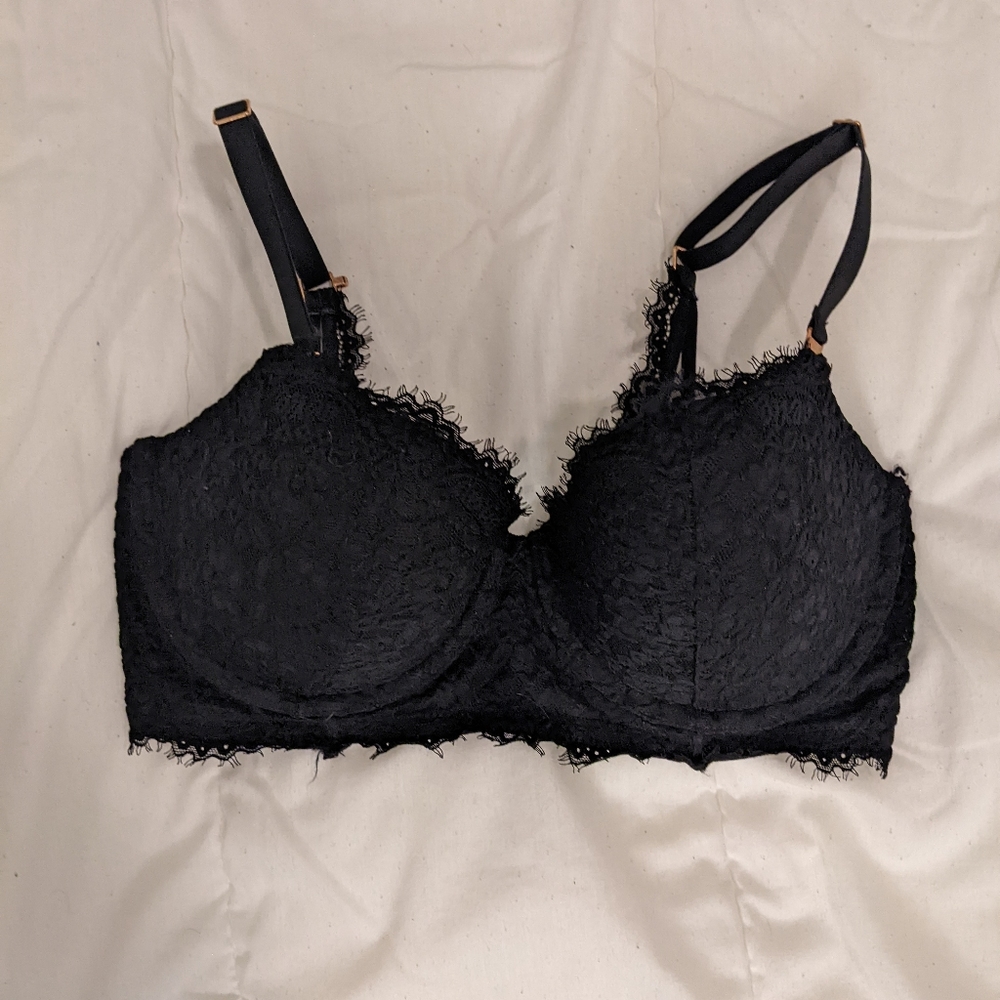2/$30 aerie black lace push up bra 32dd